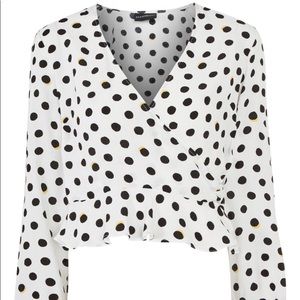 TopShop shadow print wrap blouse.